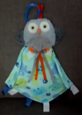 Newborn Baby Boy Soft Toy  Owl / Fleece Taggie  Rattle Toy Handmade 'UK' • £3.99