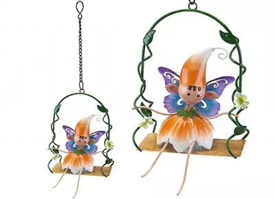 Secret Fairy Enchanted Garden Metal Pixie Fairy On A Swing Outdoor Fairy Garden • £6.49