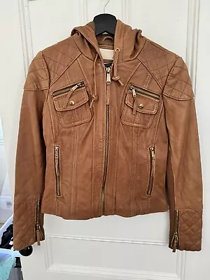 Michael Kors Leather Jacket Brown Hpoded • $158