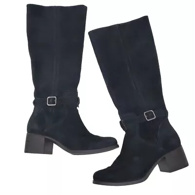 $110 Koolaburra By UGG 7 Boots Madeley Tall Black Suede Heels Buckle • $40