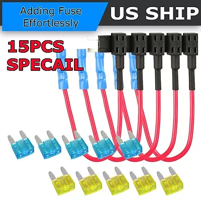 15Pcs Fuse TAP ADAPTER KIT 12V 15 Amp 20Amp Car Add-a-circuit Mini ATM APM Blade • $6.94