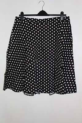 $14.64 • Buy Zaful Polka Dot Print High Waist Flare Skirt Black Size UK 18 SALEb GG 35