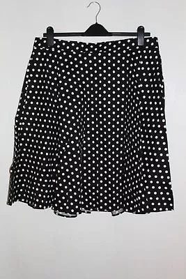 Zaful Polka Dot Print High Waist Flare Skirt Black Size UK 18 SALEb GG 35 • $14.94