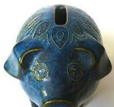 £22.99 • Buy  ❀ڿڰۣ❀ SURREY CERAMICS / GRAYSHOTT STUDIO POTTERY Indian Blue Pig PIGGY BANK ❀