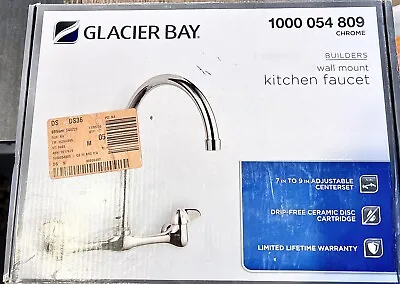 Glaciers Bay Builders 2-Handle Wall Mount High-Arc Kitchen Faucet In Chrome • $49.99