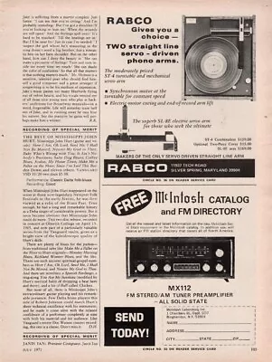 Rabco  - ST-4 Turntable - Original Magazine Ad - 1971 • $4.49