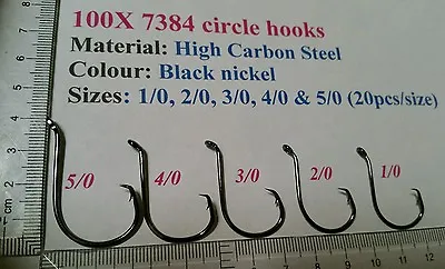 $11.99 • Buy 100x Mixed Chemically Sharpened Octopus Offset Circle Hooks 5/0,4/0,3/0,2/0 &1/0
