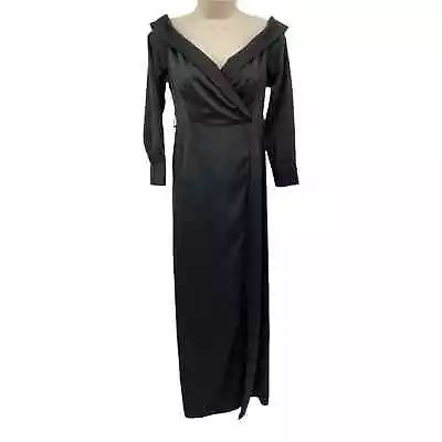 Missguided Maxi Dress Womens 4 Black Wrap Front Elvira Costume Formal • $18