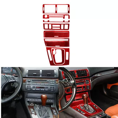 8Pcs Red Carbon Fiber Center Control Decorative Cover Trim For BMW 3 Series E46 • $72.79