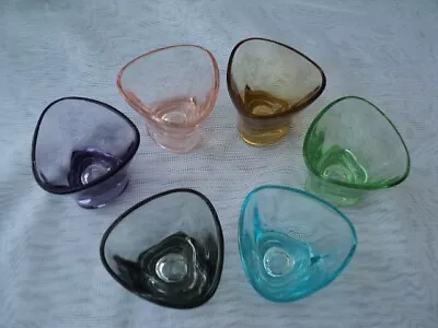 Set Of 6 Vintage Triangular  Harlequin Coloured Shot Glasses • $25