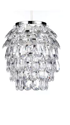 Pair Of Pineapple Style Easy Fit Light Shades X 2 Clear Teardrop Design - Chrome • £24.99