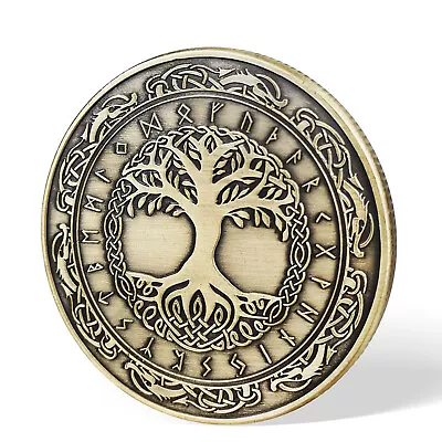 Viking Themed Challenge Coin Nordic Mythology Talisman Token Yggdrasil • $12