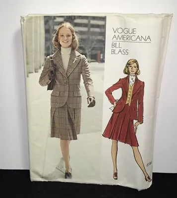 VOGUE Americana #2734 PATTERN Bill Blass Sz 10 Misses Jacket-Skirt-Vest Uncut • $12.96
