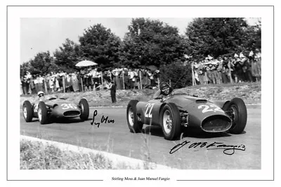 £2.99 • Buy Juan Manuel Fangio & Stirling Moss Signed Photo Print Autograph Formula One F1 