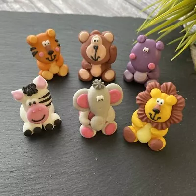 6x  Safari Jungle Animal Cake Decorations Toppers Edible Birthday Kids Baby • £9.99