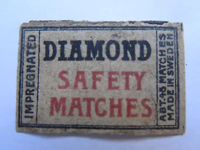 DIAMOND SAFETY MATCHES MATCH BOX LABEL C1900 RARE SWEDEN MADE AUSTRALIAN MARKET • $12.31