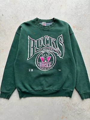 Vintage 1990s NBA Milwaukee Bucks Crewneck Sweatshirt XL • $109.95