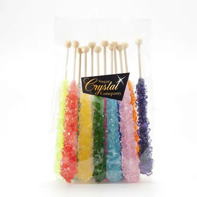 12 Pcs Mixed Rock Candy Sticks | The Sugar Crystal Company | 15 Colours • £13.90