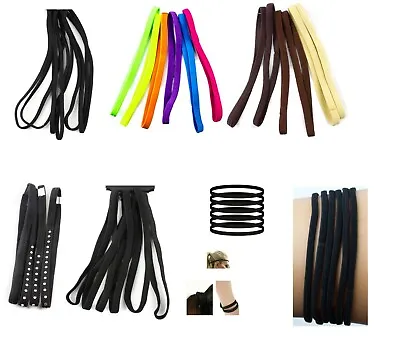 6x Girls Boys Stretchy Long Thin Hair Elastic Sports Headband Men's  Hair Band • £3.95