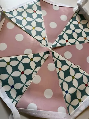 Handmade Oilcloth  Bunting Floral - 2 Meters Single Sided • £8