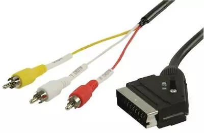 £5.29 • Buy SCART Male To 3x Phono (RCA) Male Lead, 1m Black - UNBRANDED