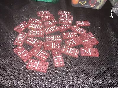 Handmade Domino Set Red Glitter And White  • $29.99