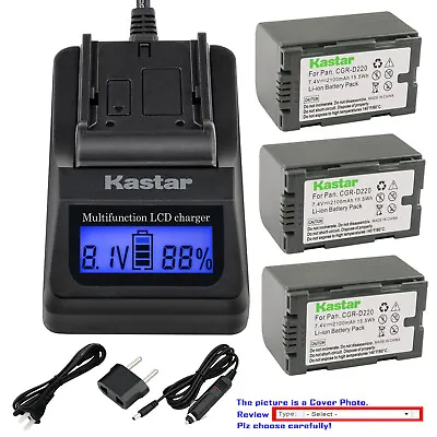 Kastar Battery LCD Fast Charger For Panasonic CGR-D16 NV-MX7DEN NV-MX300 NV-GS3 • $65.99