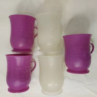 Kool Aid Man Plastic Pedestal Cups Vintage 1980s 2 White 3 Purple Lot Of 5 • $22.94