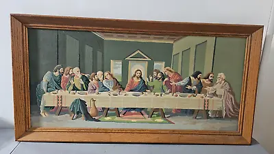Vintage Framed Paint By Number Last Supper  - 35  X 17.5  • $28