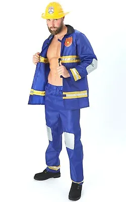 Adult FIREMAN Fancy Dress Costume Outfit Uniform Stag Mens Firefighter Emergency • £24.95