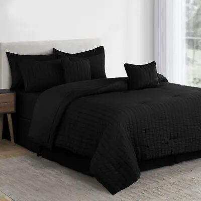 10 Piece Bed In A Bag Comforter Set Breathable Reversible Bedding Set Queen King • $51.99