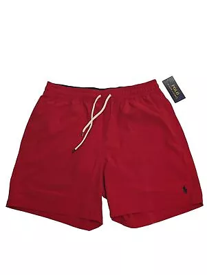 POLO RALPH LAUREN Red Swim Shorts Drawstring Bright Red Size M NEW RRP 65 • £42.25