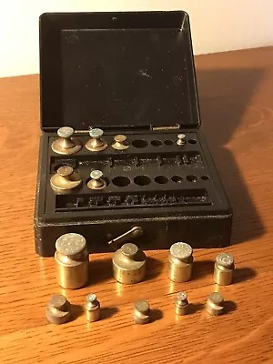 Vintage Ohaus USA Set Of Brass Scale Weights With 15 Weights - Incomplete Set • $18