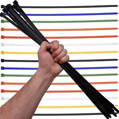 Extra Long 530mm X 9mm Thick HEAVY DUTY NYLON CABLE TIES Zip Tie Wraps LARGE 21  • £6.98