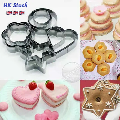 £1.99 • Buy Cookie Cutter Set Stainless Steel Cutters Baking Cookies 12 Pcs 4 Shapes 3 Sizes