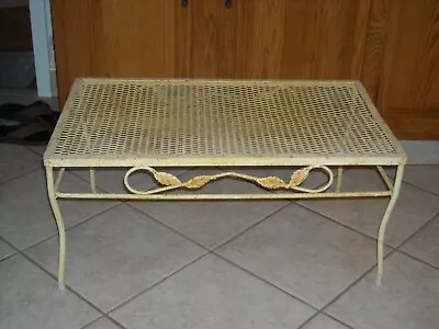  Vintage Mid Century Modern Wrought Iron Mesh Top Patio / Deck Table • $199.99