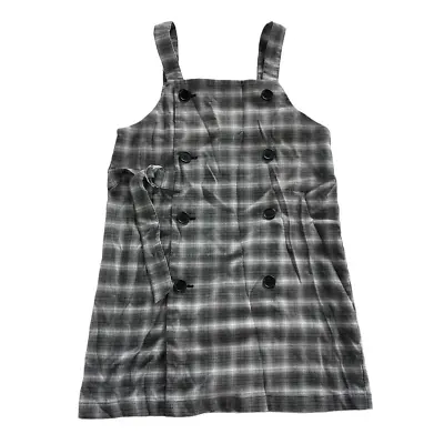 Monki Dress Womens Small Grey White Plaid Wrap Buckle Tie Sleeveless Mini ASOS • $11.99