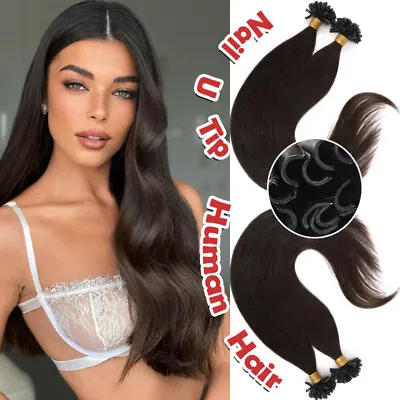 Brazilian Keratin Extensions Bonding U Tip Real Remy Human Hair Extensions Thick • $43.21