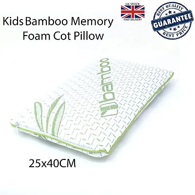 Bamboo Memory Foam Cot Pillow Super Soft Kids Junior Toddler Pillow 25x40CM • £9.50