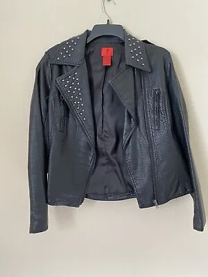 $35.99 • Buy V CRISTINA Womens S Faux Leather Studded Jacket Python Black