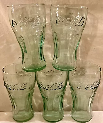 Coke Glasses Small Green Coca Cola Set Of 5 • $9.99