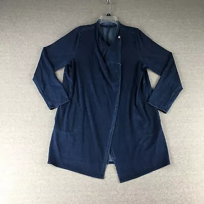 J Jill Top Womens Large Pure Jill Indigo Wrap Tunic Blue Pockets Mature Ladies • $28.79