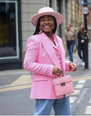 $89 • Buy Zara New Woman Textured Double-breasted Blazer Jacket Pink 2324/687_xs