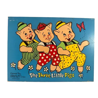 Connor Toy The Three Little Pigs Wooden Puzzle 14 Piece #8411-2 VINTAGE! 1980's • $12.95