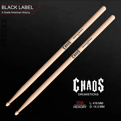 $20 • Buy DRUM STICKS CHAOS X5a XTREME 1 PAIR AMERICAN HICKORY DRUMSTICKS