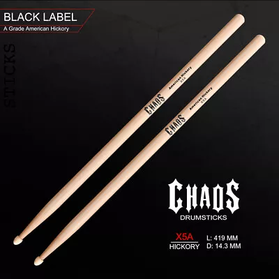 DRUM STICKS CHAOS X5a XTREME 1 PAIR AMERICAN HICKORY DRUMSTICKS • $22