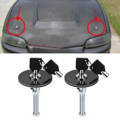 US Refitted Car Carbon Fiber Look Mount Bonnet Hood Latch Pin Locking With Keys • $32.24