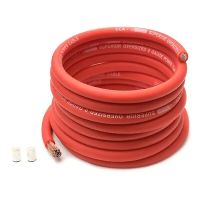 £34.99 • Buy 5 Metres Cca 0 Gauge Red Power Cable Copper Clad Aluminium 0 Awg Inc Ferrules