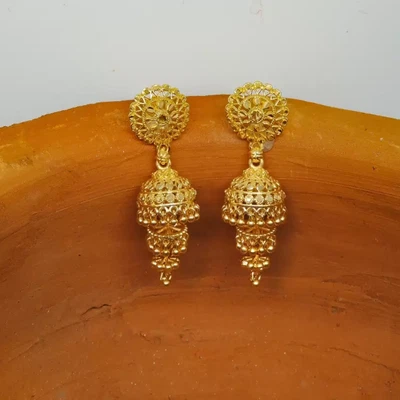$34.72 • Buy 22K Gold Plated Indian Bollywood Jewelry Traditional Jhumka Earrings Wedding Set