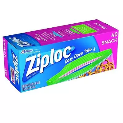 Ziploc Snack Bags Grip N Seal Tab Double Zipper 6.5 X 3.25 In Clear 40 Count • £8.50
